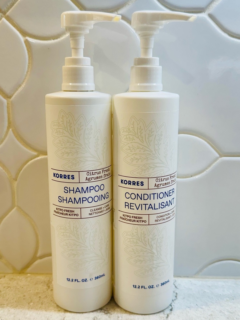 Set of 2 Korres Shampoo and Conditioner Fresh Citrus 360ml 12.2oz each